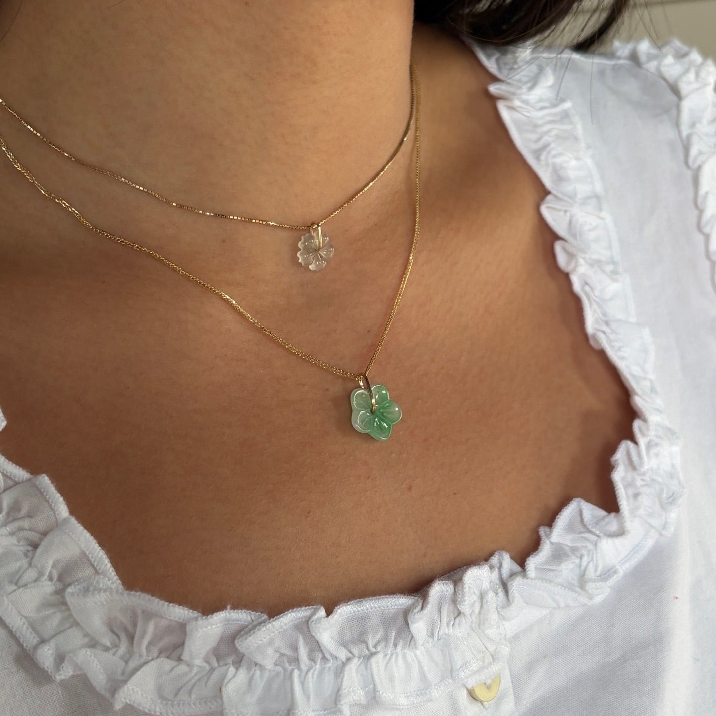 Green Flower Jade Charm