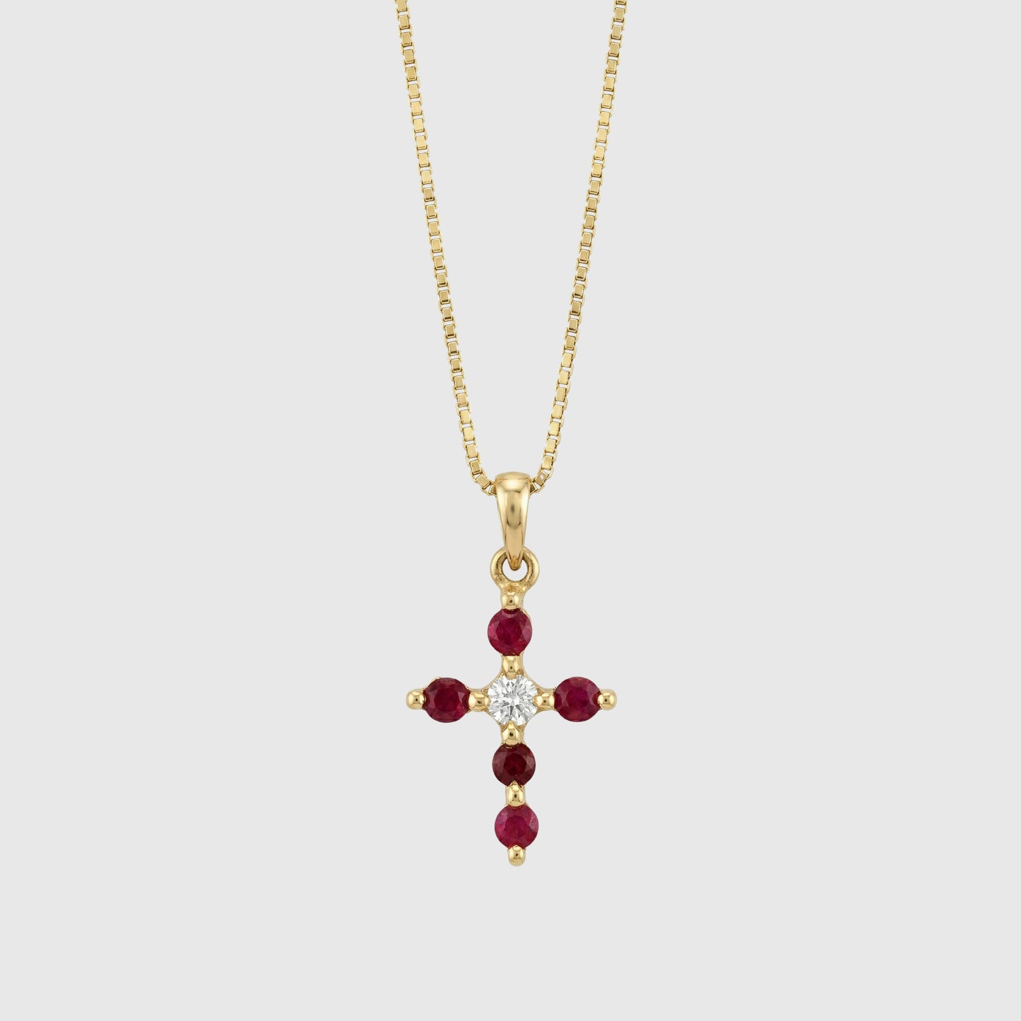 Ruby Diamond Cross Necklace
