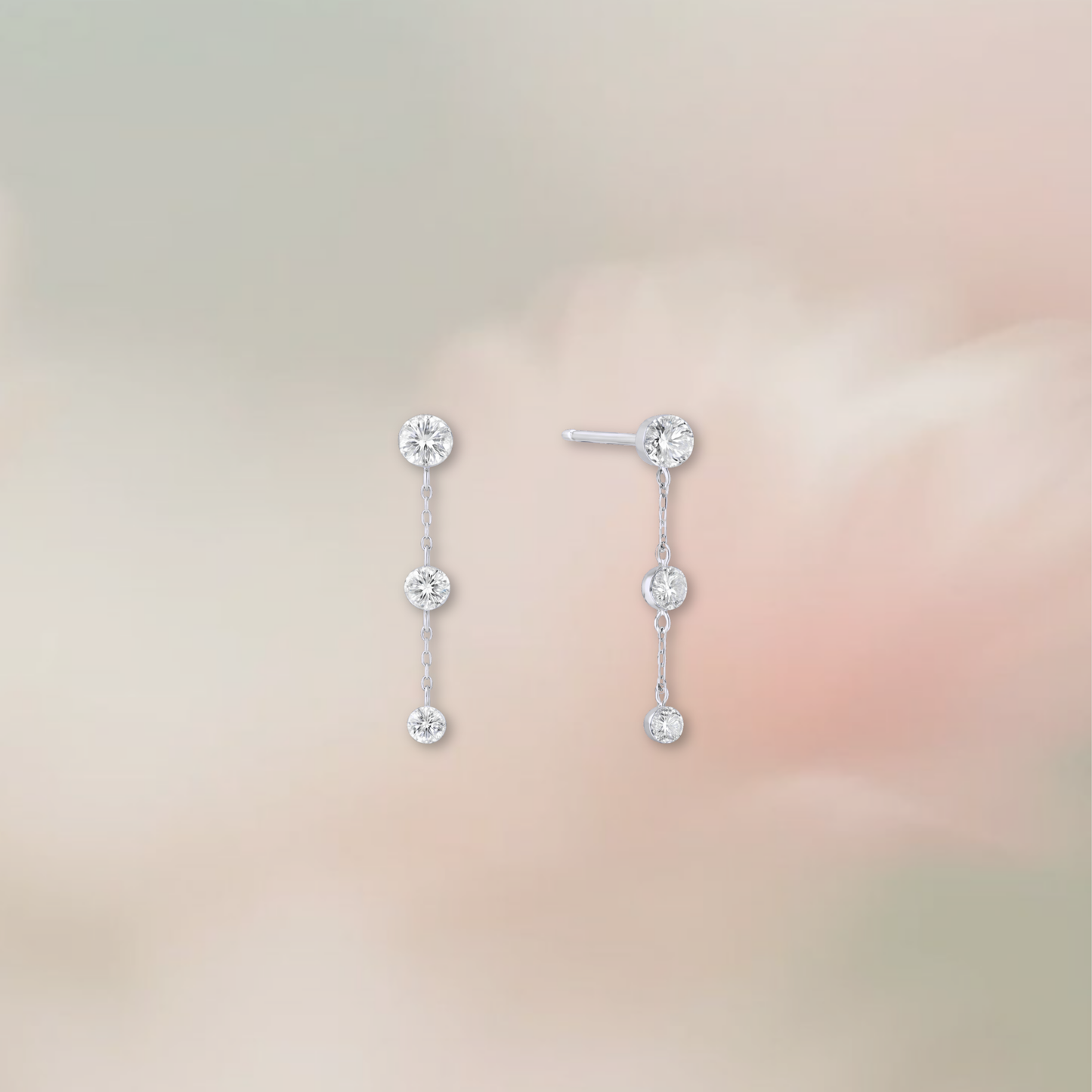 Triple Diamond Drop Studs