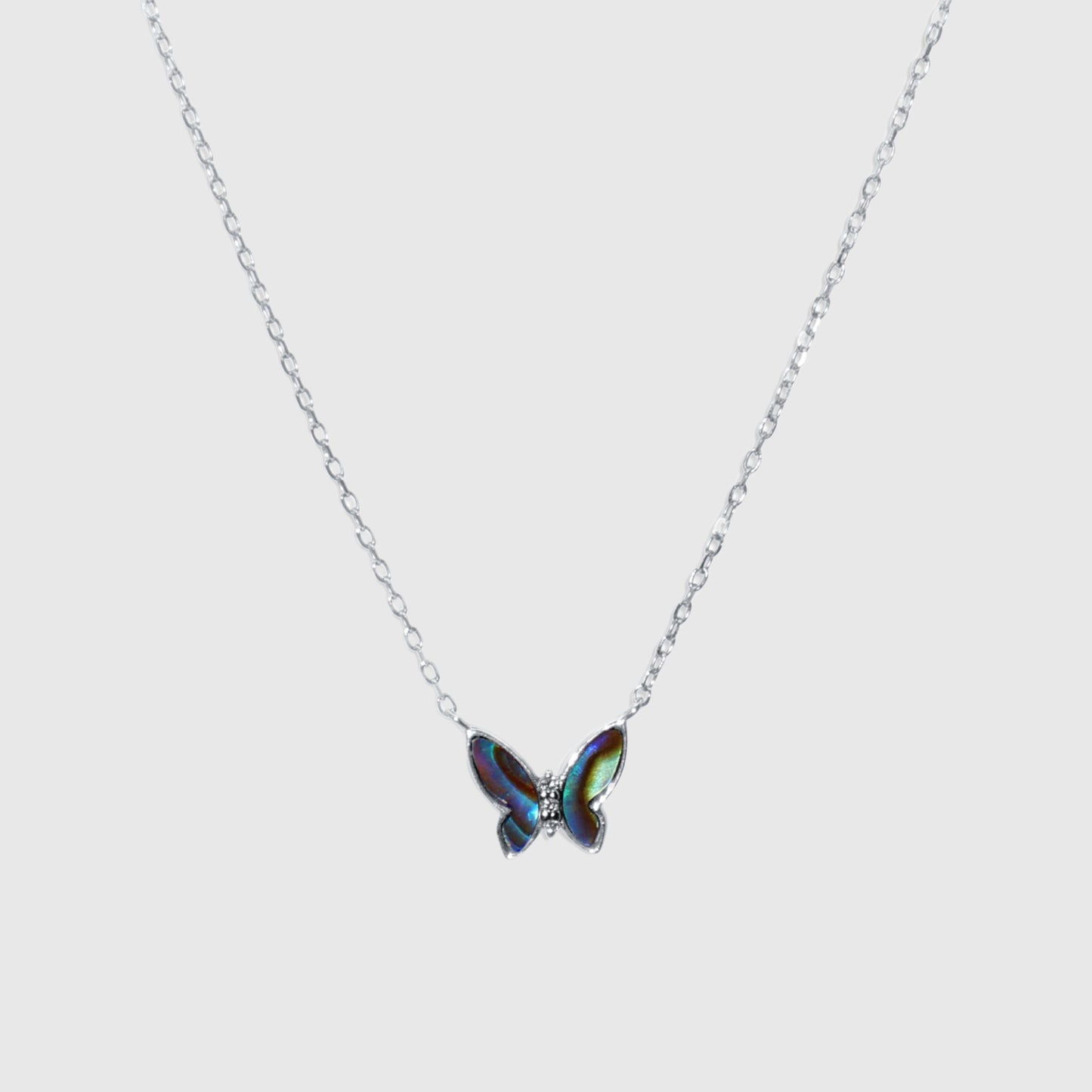 Butterfly Abalone Shell Diamond Gold Necklace