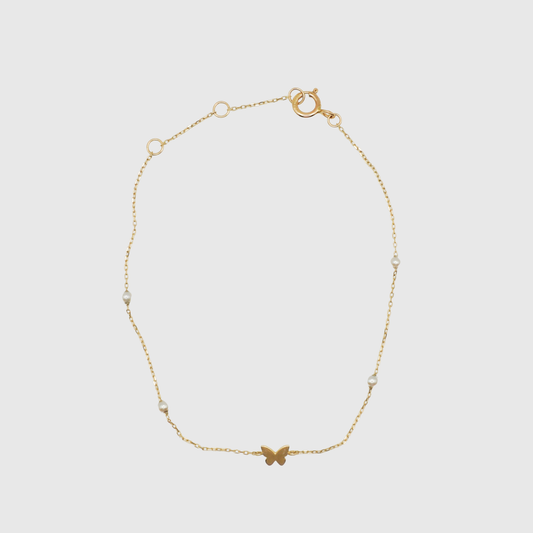 Pearl Butterfly Gold Bracelet