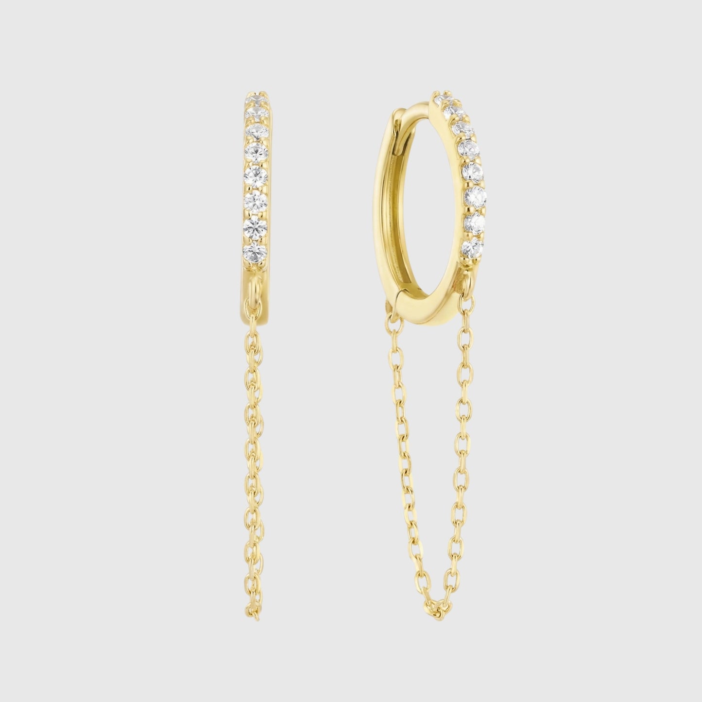 Small Diamond Chain Huggie Hoop