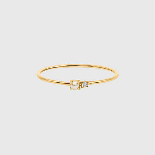 Diamond Pearl Gold Ring