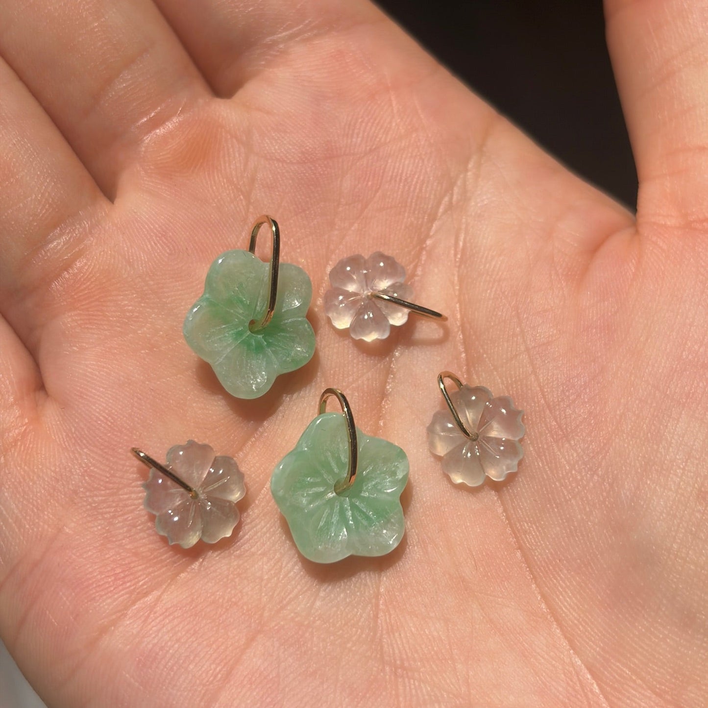 Green Flower Jade Charm