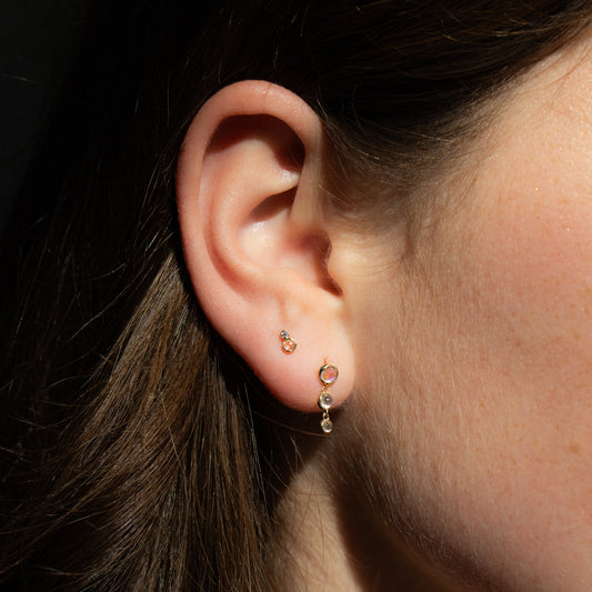 Single Three Moonstone Stud