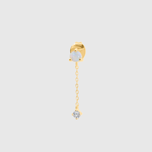 Single Opal Topaz Chain Stud