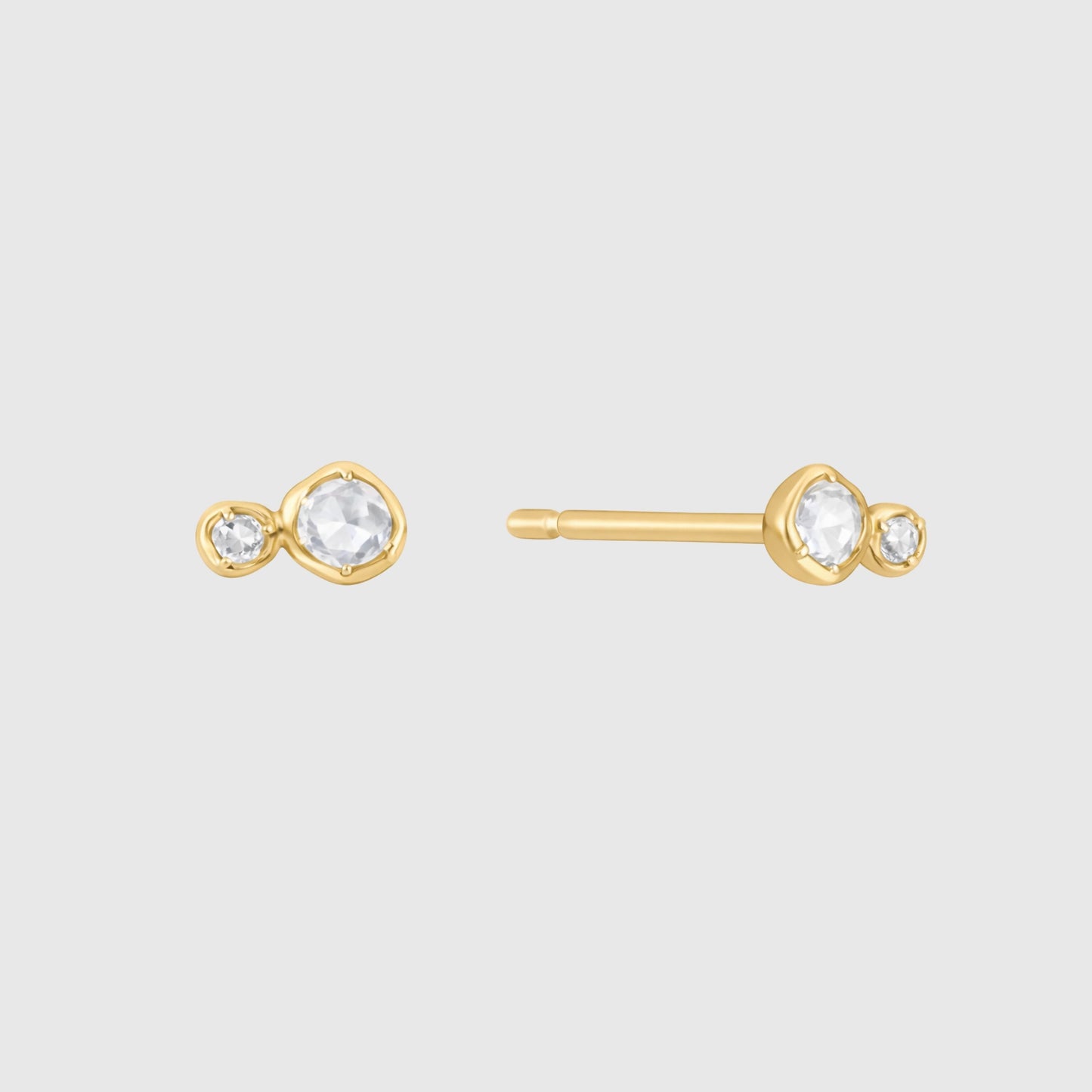 Single Two Stone Sapphire Topaz Stud