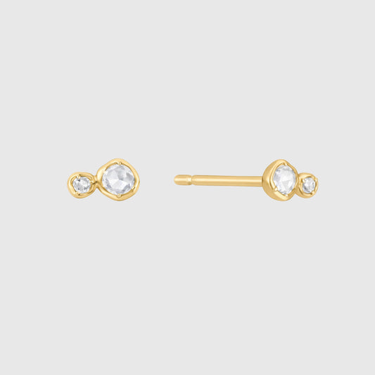 Single Two Stone Sapphire Topaz Stud
