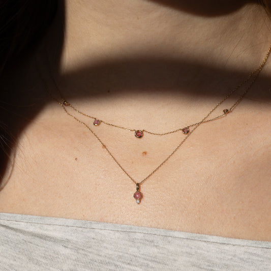 Pink Tourmaline Gemstone Necklace