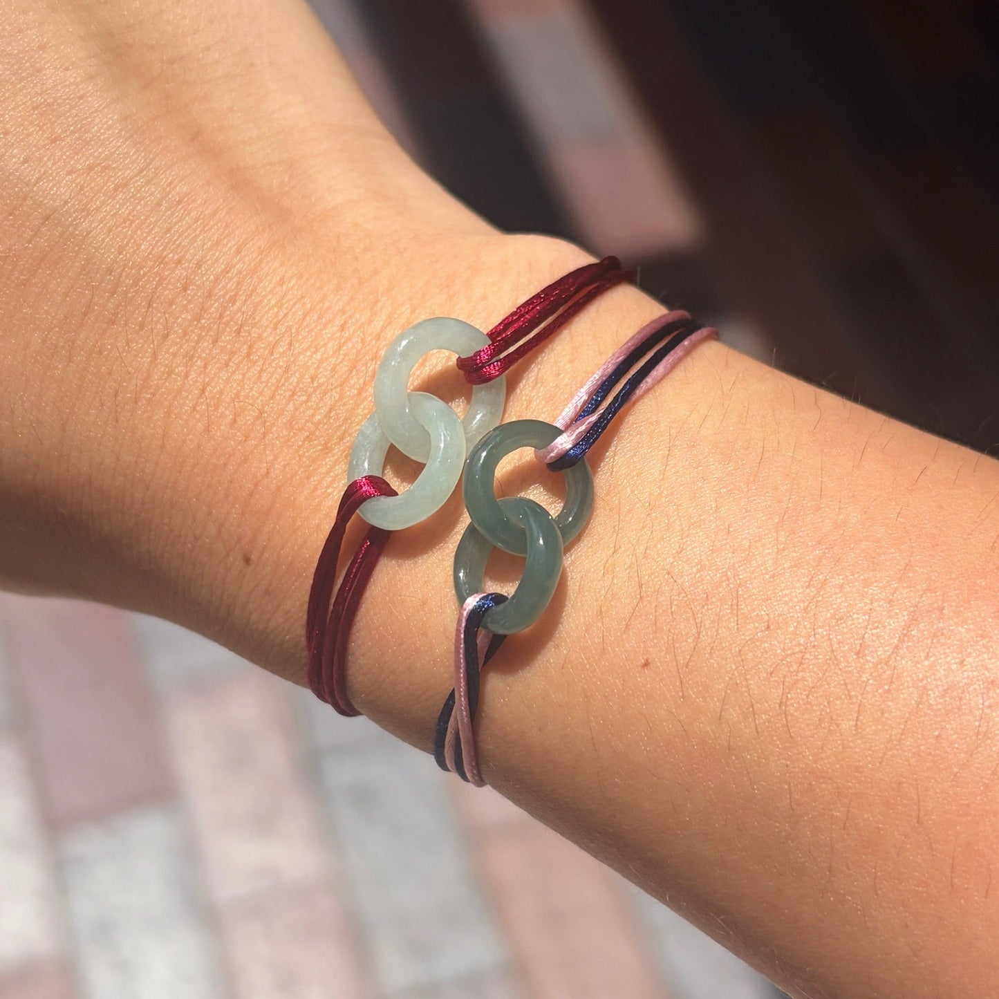 Double Link Jade Charm