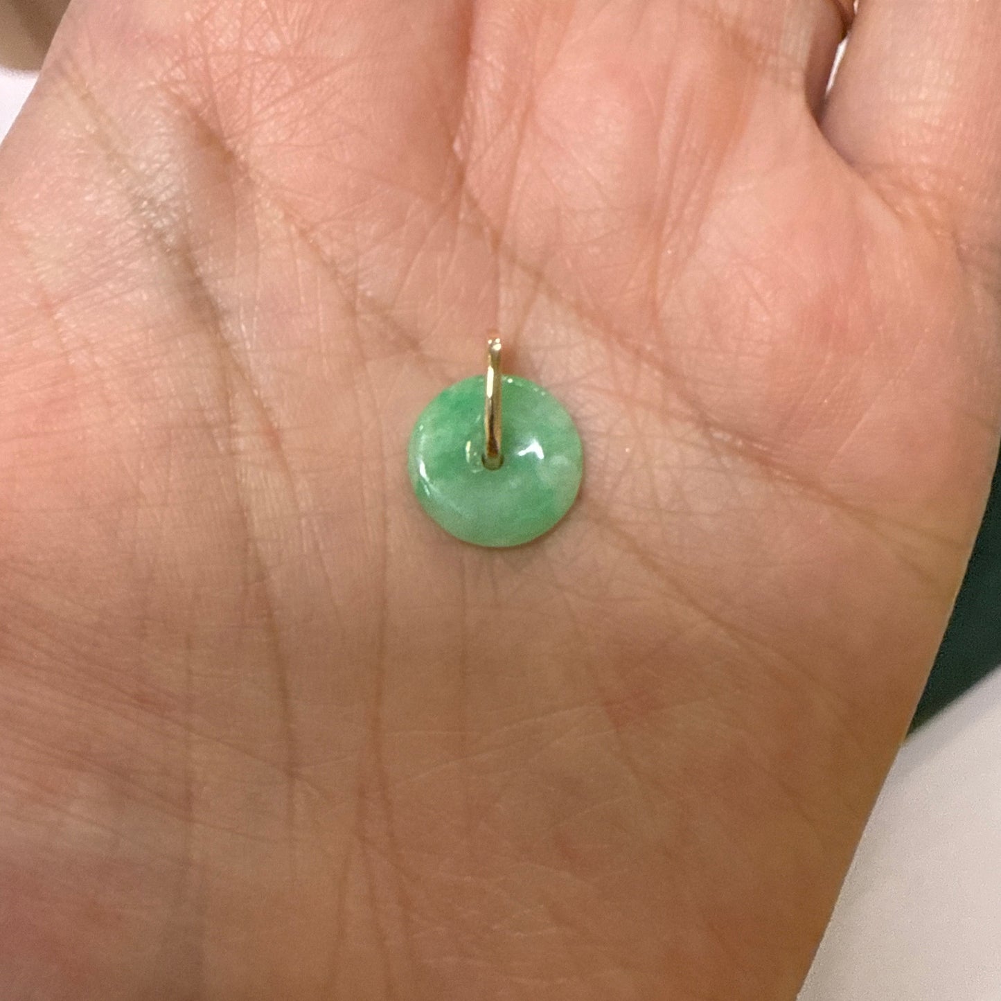 14k Mini Oval Green Jade